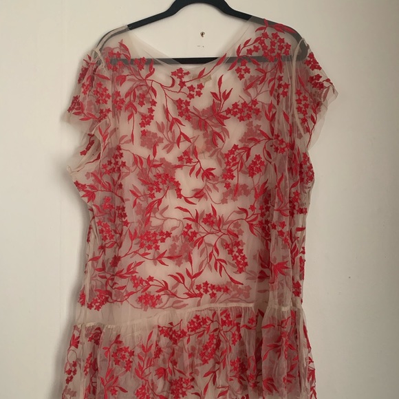 3x coral sheer floral peplum top - Picture 5 of 5